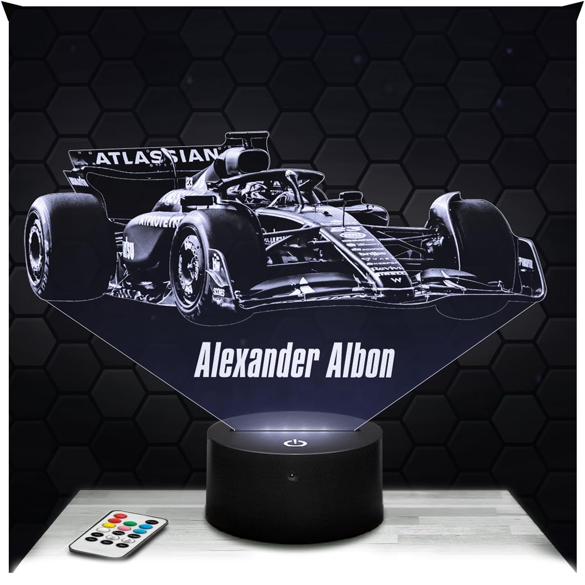 Lampephoto.fr - 3D Lamp Alexander Albon F1 Formula 1 Williams F1 Driver Formula 1, Touch LED Night Light, 3D Hologram Effect, Christmas Birthday Gift Idea for Men, Bedroom Decoration Object