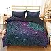 HNHDDZ Boho Bettwäsche Set, Indisch Böhmisches Mandala Exotisch Blau Rosa Lila Gelb Mädchen Einzelbett Bettbezug 135x200, Mit 1 Kissenbezug 80x80 cm