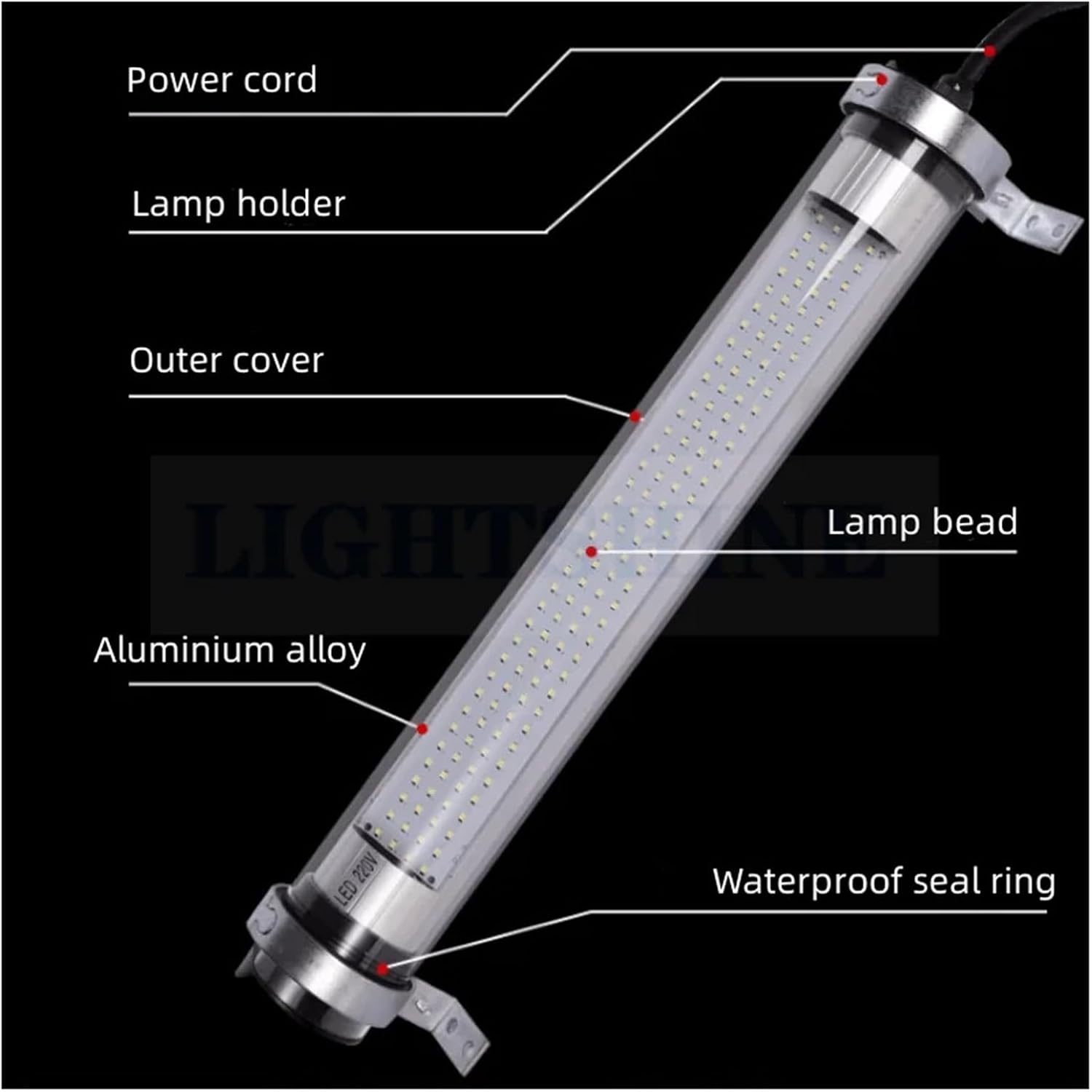 1PCS Waterproof Strip Light CNC Machine Tool Working Lamp LED Lathe Movable shaftIP65 Fluorescent 24V110V220V(200mm)