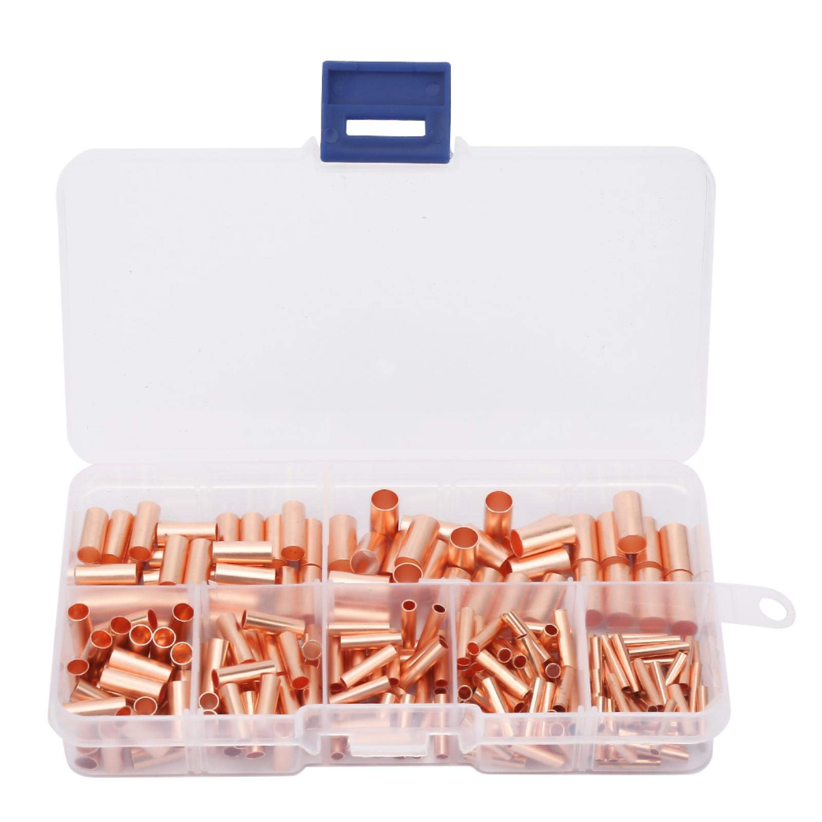 Fafeicy 250 szt.Rura łącząca z czerwonej miedzi GT1-6mm, złącze rury pośredniej, zestaw asortymentowy rurki czerwonej miedzi 2,2 mm ~ 6,5 mm do połączenia elektrycznego AC/DC