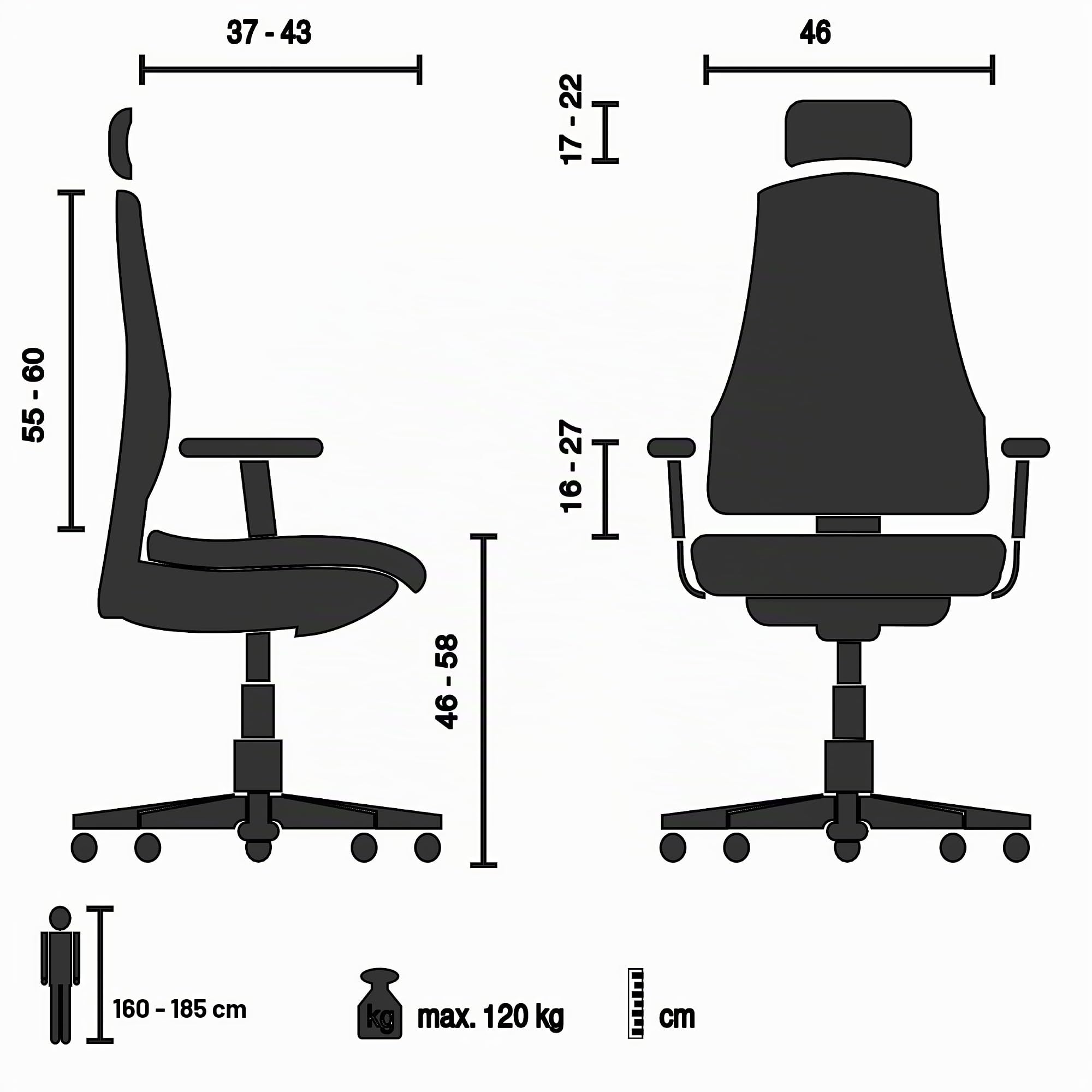 hjh OFFICE Bürostuhl ergonomisch ERGOHUMAN Ultra G GEN2 Originales Design, Bürosessel mit Flexibler Lendenwirbelstütze, Netzbespannung, Grau