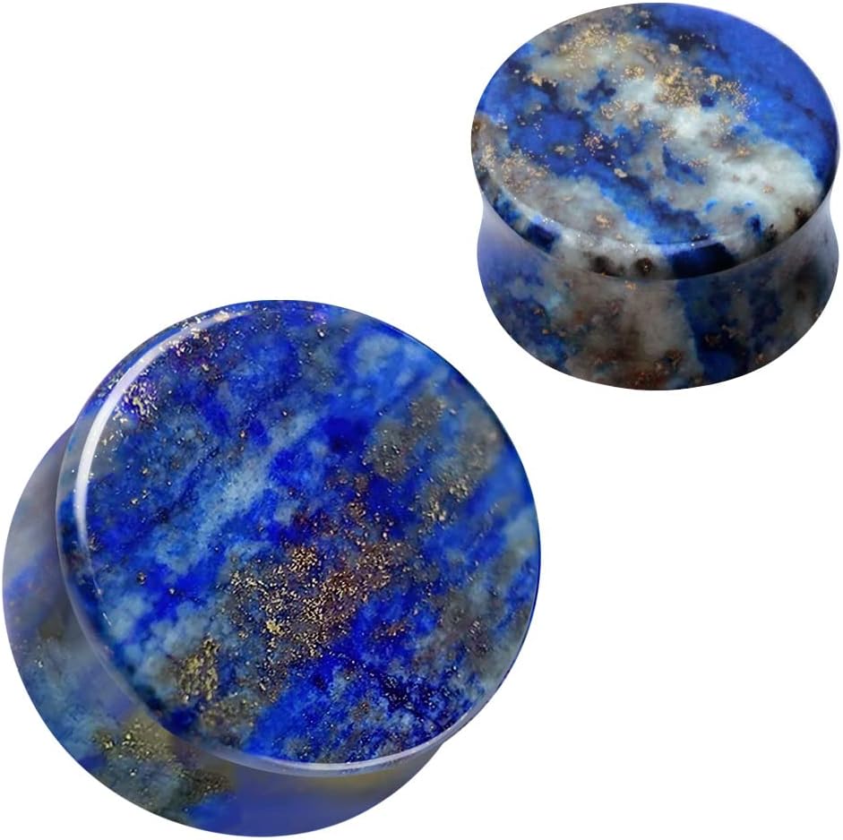 Pierced Owl AAA Grade Natural Lapis Lazuli Stone Double Flared Plugs, Sold as a Pair - Image 2