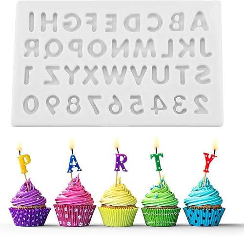 Moldes de fabricación de formas de letras de silicona para pastel de caramelo fondant de chocolate herramienta de decoración (gris)