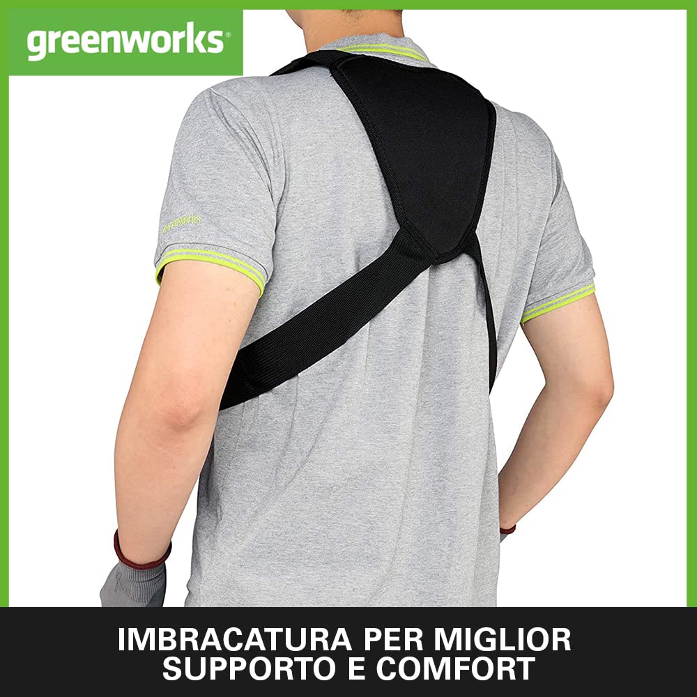 Greenworks 40V Decespugliatore a Batteria con motore Brushless, Imbracatura, Altezza Regolabile, Ampiezza Taglio 40cm, Filo Nylon 2mm, Lama 25cm, 2 Batterie 40V e Caricabatterie GD40BCK2X - 5