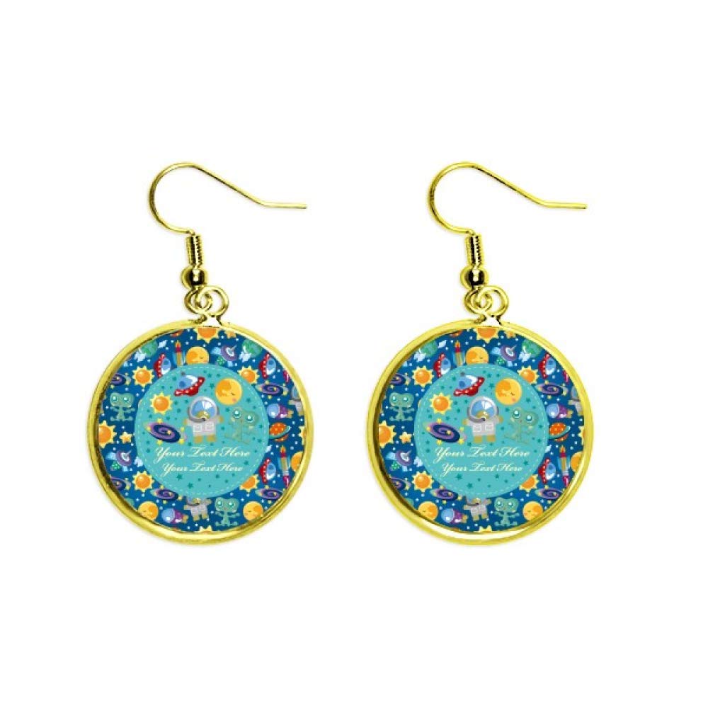 Pendientes universo extranjero espacio mujer dorados largos tipo drop earring 2