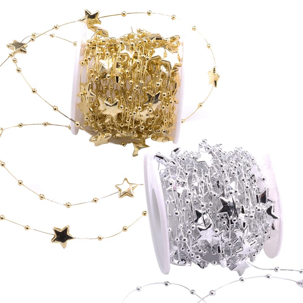 Perline Albero Di Natale Ghirlanda Di Perle Bianche 60 Metri – Perle In ABS Lucido, Diametro 8 Mm E 3 Mm, Per Matrimoni, Compleanni, Fai Da Te Catenella Per Albero Di Natale
