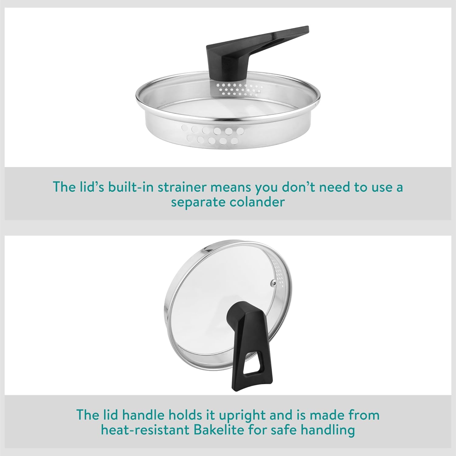 Navaris Stainless Steel Saucepan - 3.6qt(3.4L) Soup Pot with Pour Spout, Freestanding Strainer Lid, Deep Fryer Pot with Basket, Milk Pot, Spaghetti Pot, Dishwasher Safe, Induction