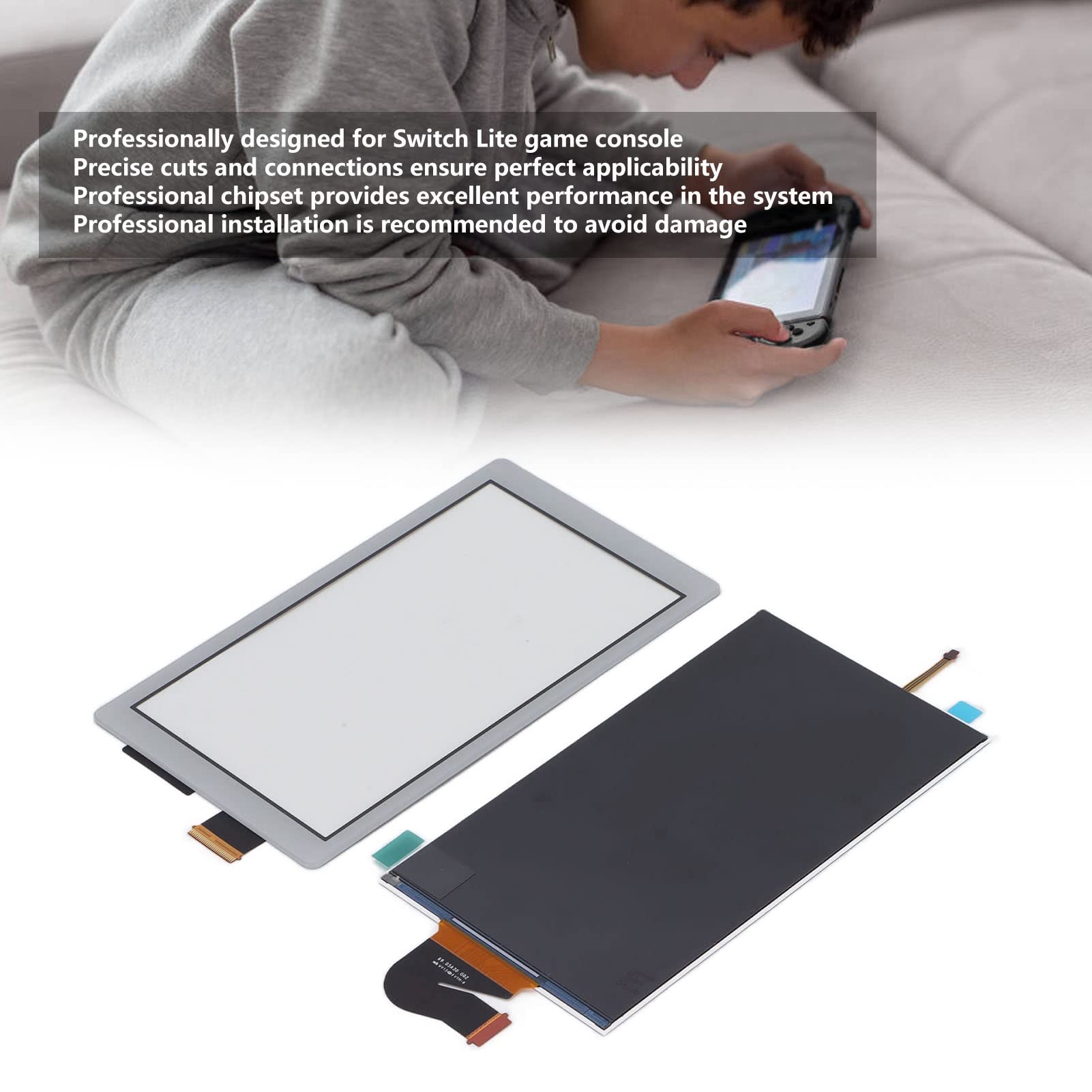 Écran LCD de Remplacement et Numériseur pour Switch Lite, pour Les Pièces de Réparation du Panneau D'affichage LCD de Remplacement de L'écran de la Manette de Jeu Switch Lite (Gris)