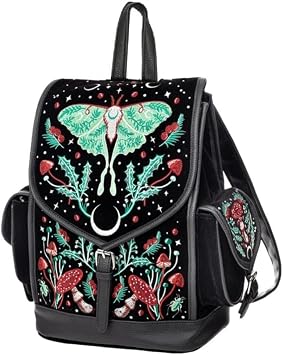 Restyle Autumnal Equinox Backpack Gothic Moth Mushroom Embroidered Bag