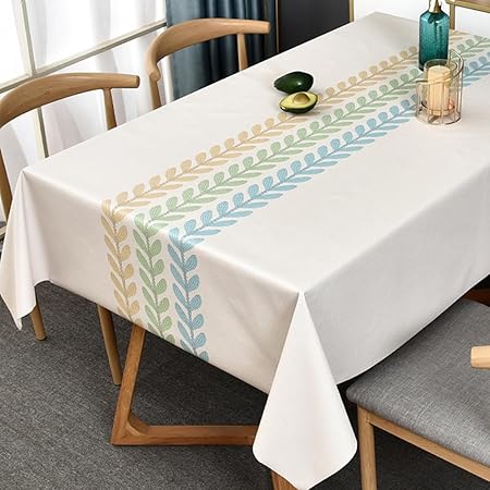 Amazon.com: TruDelve Plastic Table Cloth Rectangle Table Beige Vinyl ...