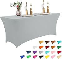 Vista 24 de IVAPUPU - Mantel de elastano para mesas rectangulares, ajustado, elástico, lavable, protector de mesa para eventos, fiestas, bodas, cócteles, Negro