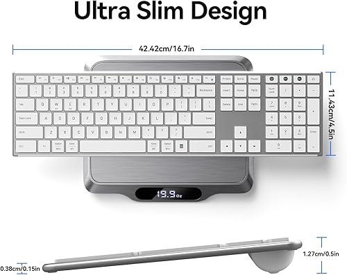 Miniatura 4 de AUSDOM Teclado Bluetooth de tamaño completo, 2.4G, inalámbrico, silencioso, delgado, multidispositivo, teclado plano silencioso de perfil bajo con