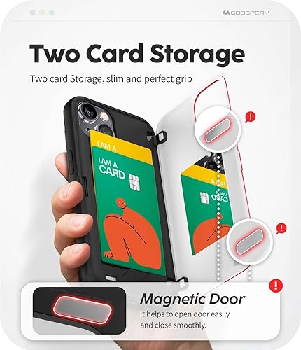 Miniatura 9 de GOOSPERY Parachoques magnético para puerta compatible con iPhone 15, tarjetero tipo cartera, cierre automático, protección de doble capa resistente
