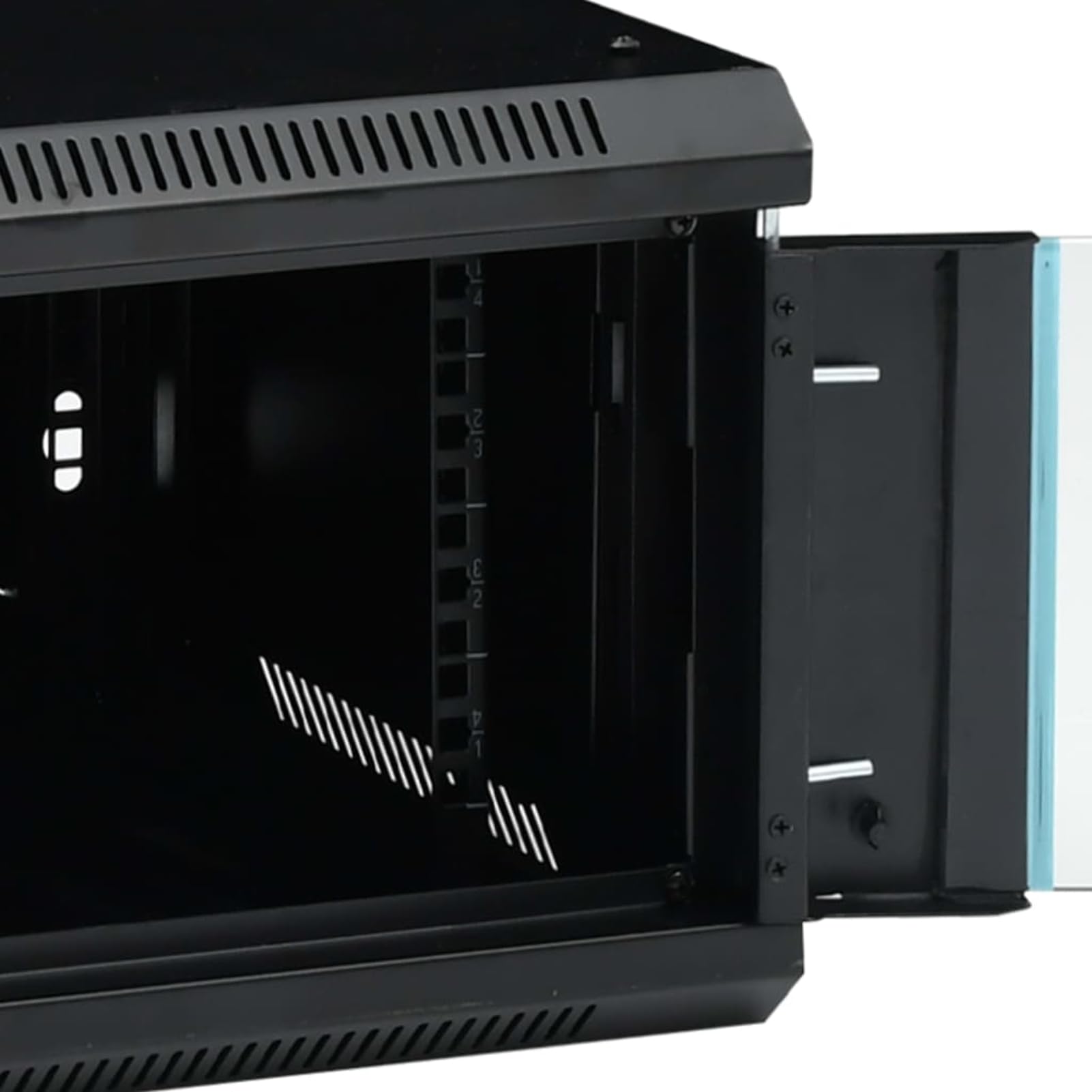 4U Armoire réseau murale 19" IP20, acier laminé à froid et verre de sécurité, noir, 600 x 450 x 285 mm, verrouillable avec serrure - pour routeur, modem, appareils réseau