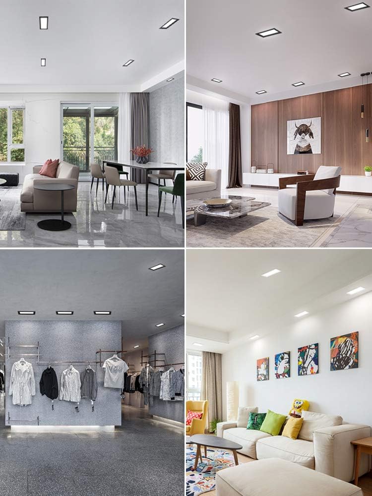 12W Rectangle LED Panel Lamp Ceiling Light PMMA Board Grille Light Recessed Flush Mounted White Warm White