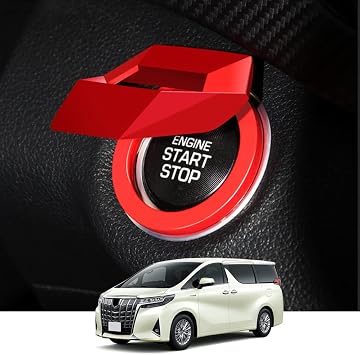 Toyota Aluminum Alloy Engine Start Cover, One Button Start Cover, Interior Custom Parts, Accessories, Anti-Scratch, Dustproof, Easy Installation, Specially Designed for Vehicles, 1 Piece Set Red Compatible Toyota, Prius, 50 Series, Hi-Ace 200 Series, Voxy/Noah, 80 Series, Land Cruiser Prado 150 Series, Aqua 10 Series, Estima, 50 Series, Prius   0 Series 86 ZN Series Mark X 130 Series Alphard/Vellfire 30 Series Vitz 130 Series Sienta 170 Series Esquire Camry AX70 Series Crown 220 Series C-HR 10, 50 Series Tank/Lumy, M900 Series etc