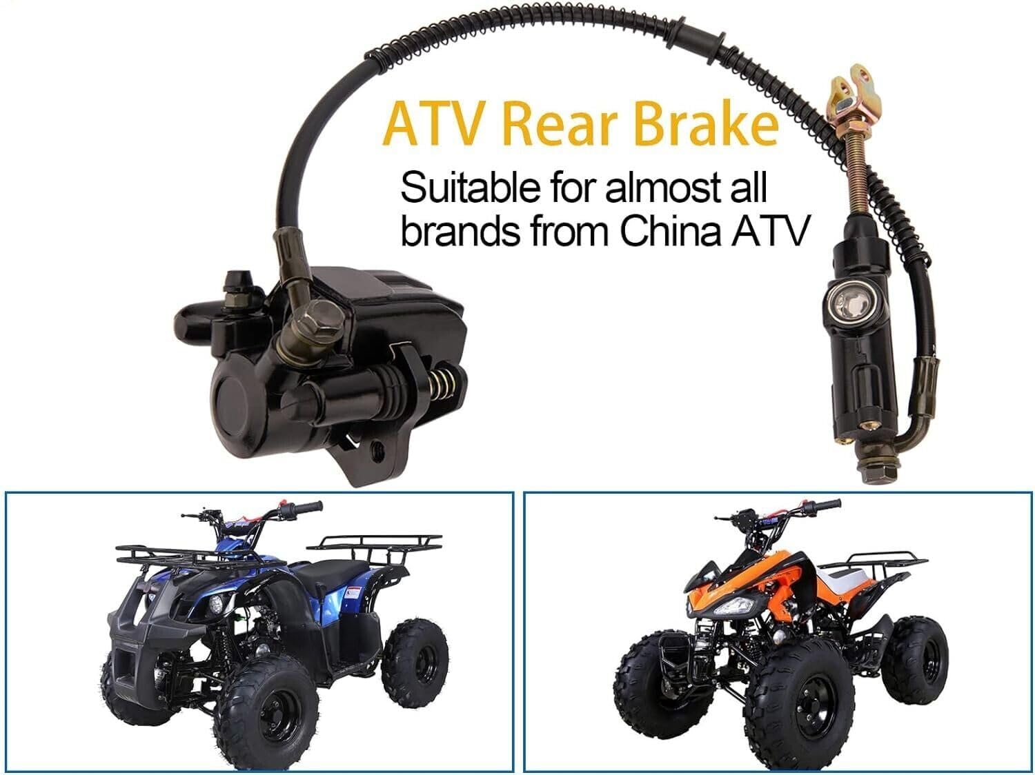 Rear Hydraulic Brake Master Cylinder Caliper Assembly with New Brake Pads for 50cc 70cc 90cc 110cc 125cc ATV Quad Taotao Sunl Roketa NST