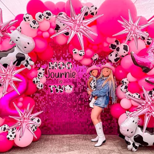 Image of PartyWoo Pearl Pink Star Spike Balloons 2pcs Explosion Foil Mylar Balloons | 42 Inch for Birthday Gender Reveal Baby Shower Engagement Bridal Shower Anniversary Bachelorette Girl Party Decorations