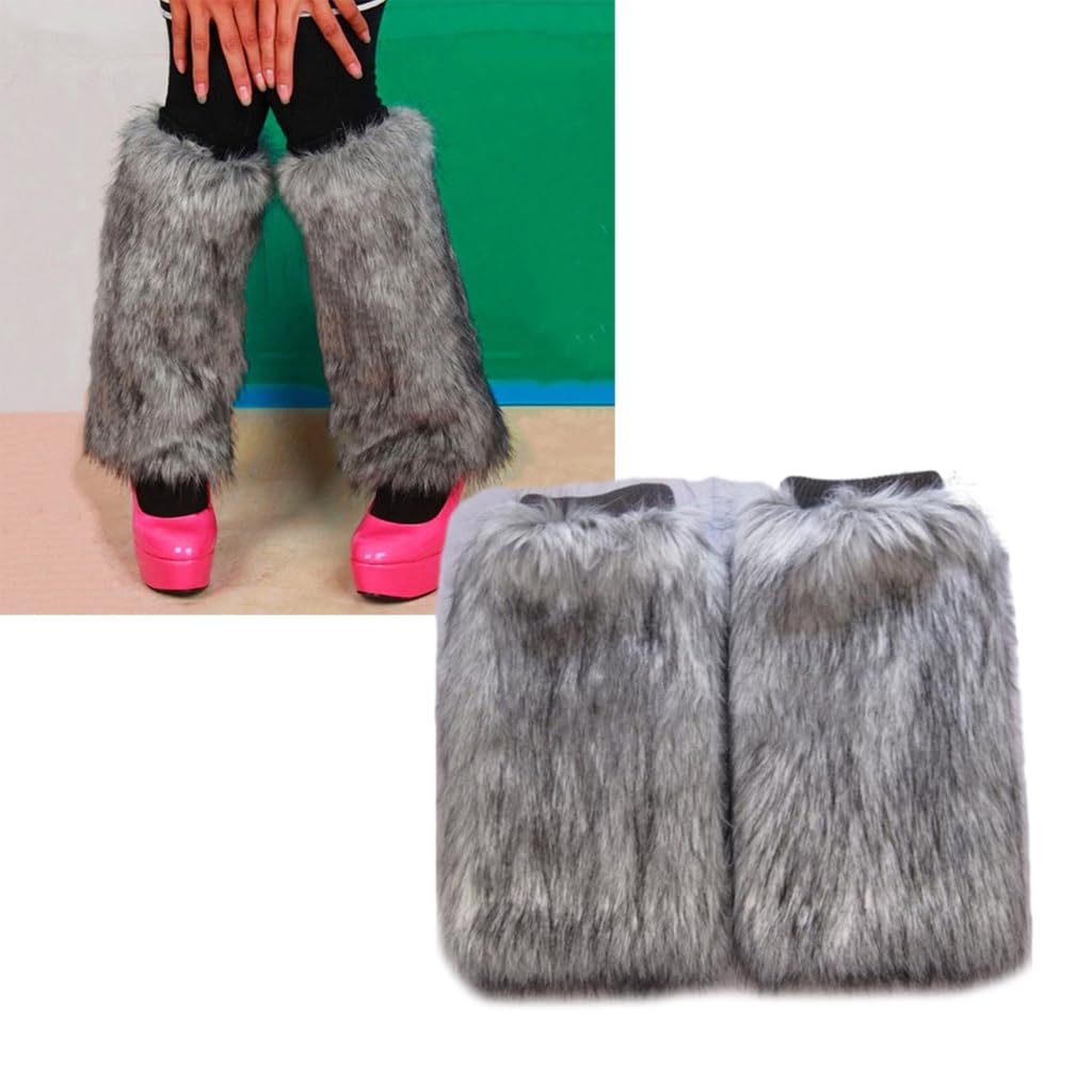 Women's Fuzzy Faux Furs Leg Warmers Furs Long Cuffs Pair Carnivals Boot Uniform Socks
