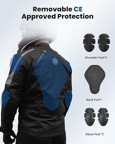 Miniatura 4 de ILM - Chaqueta de motocicleta para hombre para aventuras y viajes, con blindaje, para bicicleta de tierra, turismo, transpirable, impermeable, para