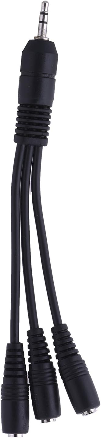 BEcom 1 x 3.5 mm Male to 3 x 3.5 mm Female Copper AUX Audio Splitter Adapter Cable for Speaker Headphones (Black)