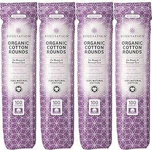 Organic Cotton Rounds, 400 Count – Makeup Remover Pads for Face, Lint-Free
