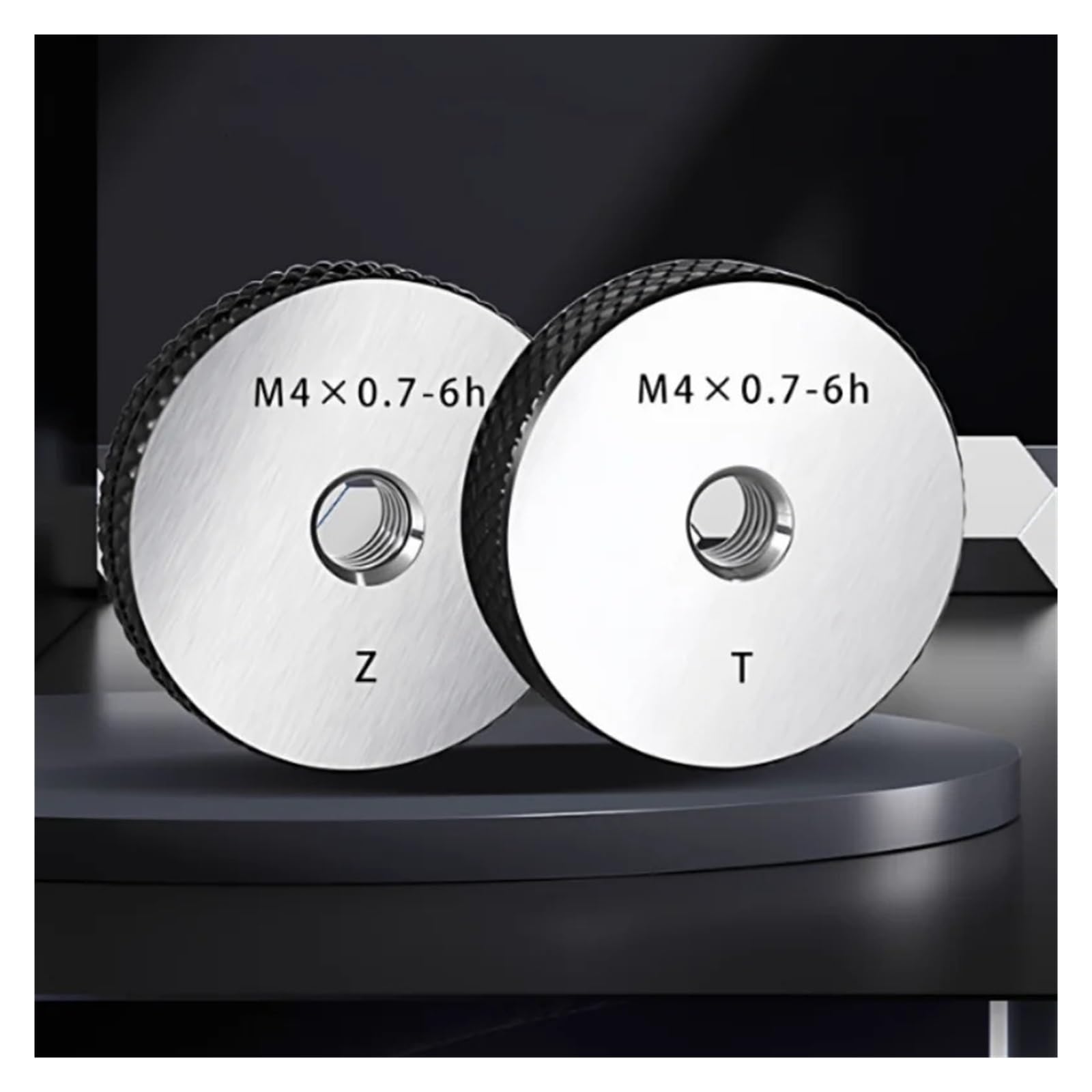 Jauge à anneaux filetés 1 jeu (1 x GO + 1 x NOGO) M2.5-M8 outil de mesure de bague de filetage fin métrique non standard(M8X0.5 6h)