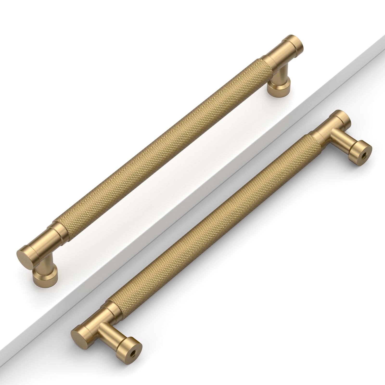 Tiradores moleteados bronce champán de 192 mm para transformar los muebles de su baño