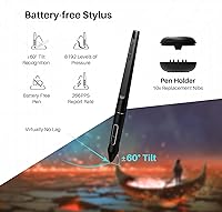 Vista 2 de HUION KAMVAS Pro 16 - Tableta de dibujo gráfico con pantalla de inclinación totalmente laminada, sin batería, lápiz táctil, soporte ajustable