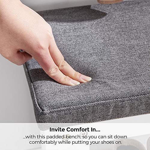 Songmics Shoe Rack Bench, 3-Tier Shoe Rack For Entryway, Bamboo Shoe Storage Bench With Cushion And Shelves, White And Gray Ulbs606W01 #TOP5