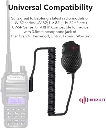 Miniatura 2 de MIRKIT Micrófono Baofeng original para micrófono de altavoz UV-82 compatible con radios Baofeng: UV-82HP, UV-82L, UV-5R Series y All Ham Radio