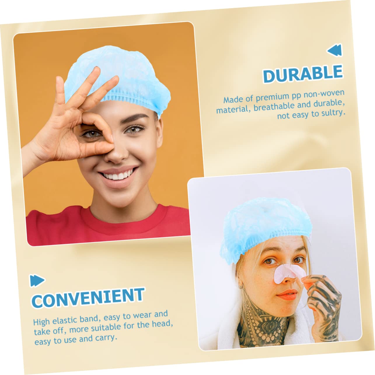 Charlottes Jetables Pour Cheveux - Lot De 100 En Tissu - Bonnet Douche Protection - Neuf