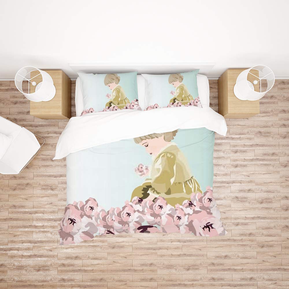 Parure de lit King 3 pièces en polyester pivoines motif 3