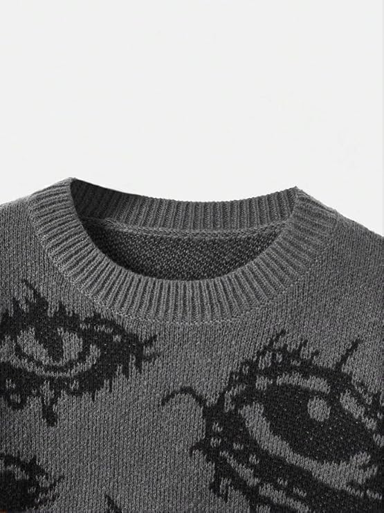 Oversized Crewneck Long Sleeve Sweaters Fashion Goth Grunge Punk Halloween Pattern 2025 Winter Sweater Pullover Tops - Image 3