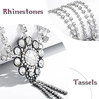 Vista 3 de Cadena de cabeza nupcial con diamantes de imitación, cadena de pelo con borlas, cadenas de cabeza plateadas para mujer