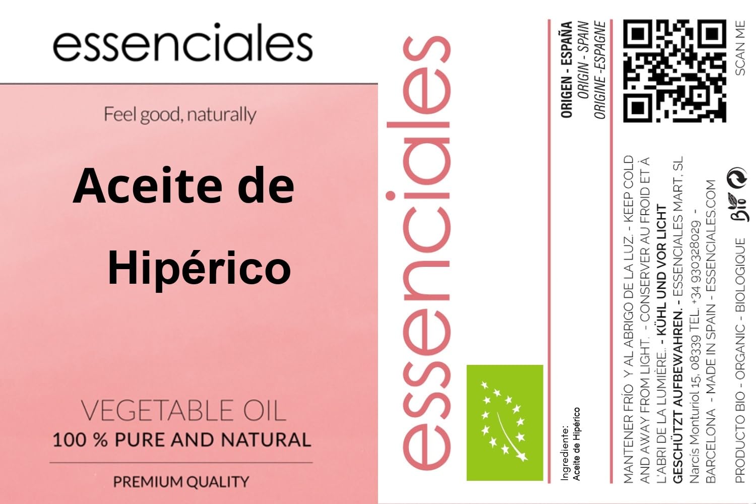 ESSENCIALES Olio Essenziale di Iperico 1 L - 100% Puro e Naturale - Aroma naturale e caratteristico per Diffusore e Aromaterapia