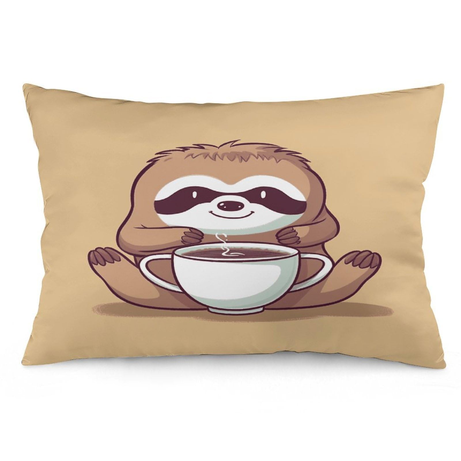 Yoga Sloth Coffee Throw Pillow Covers with Silent Zipper Polyester Pillow Protectors Removable Pillow Cases Soft Pillowcase Cozy Pillow Sham Cushion Cover for Sofa Car Bed 16 "x24