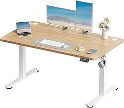 Devoko 120 x 60 cm Height Adjustable Desk, Two-Way Telescopic Electric Lift Desk, Office and Home Desk, Home Study Desk with Assembled Board, Beige
