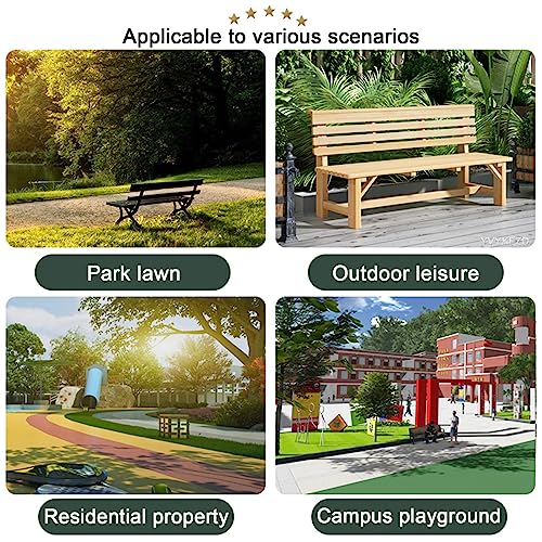 Banco de jardín rústico de madera resistente a la intemperie 7