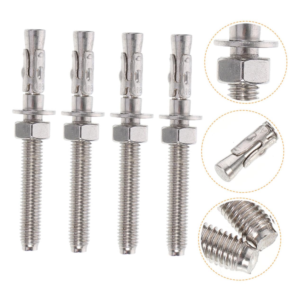 2pcs 304 Stainless Steel Concrete Wedge Anchors for Reliable Connection