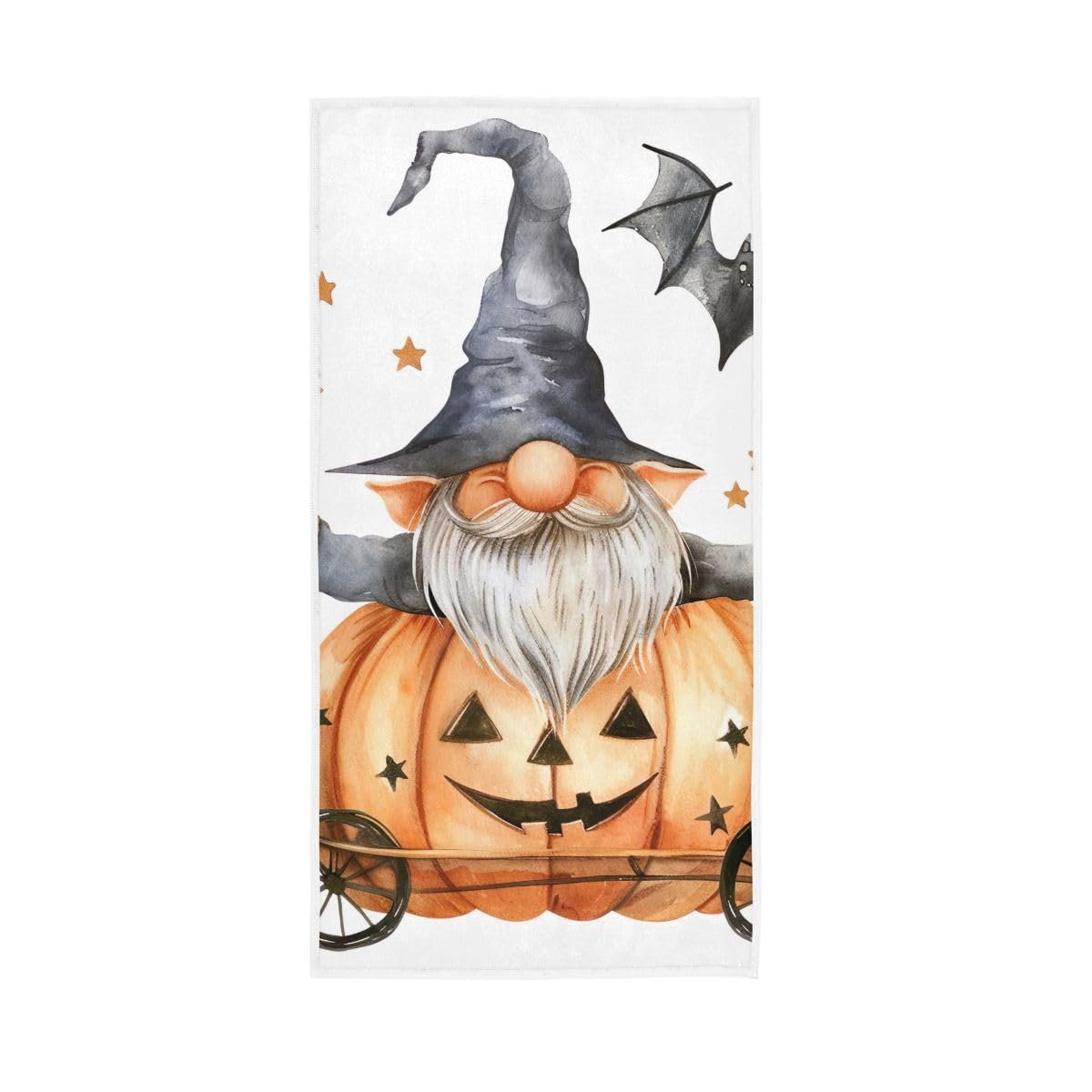 HUYGD Cute Halloween Gnome in Pumpkin Carriage Hand Towel, 15 x 30 Inches, Soft Highly Absorbent Towels for Bathroom Gym Hotel