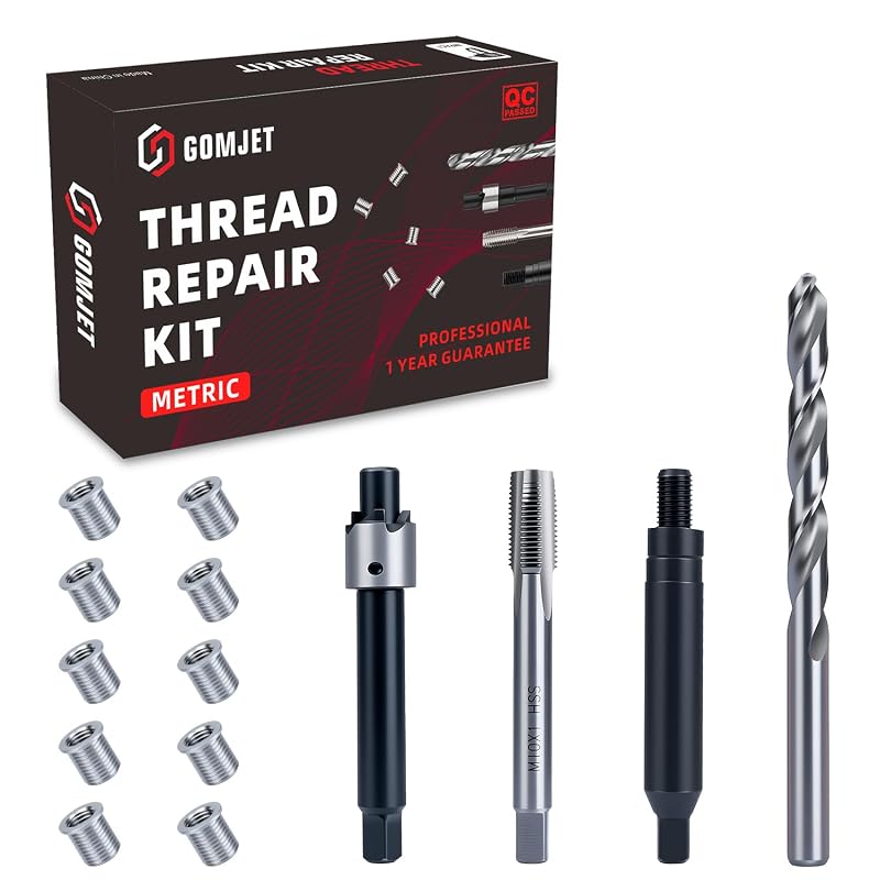 Kit de Reparo de Rosca M8X1.0X11.7MM gomjet com Insertos de Aço Inoxidável 304, 14 peças