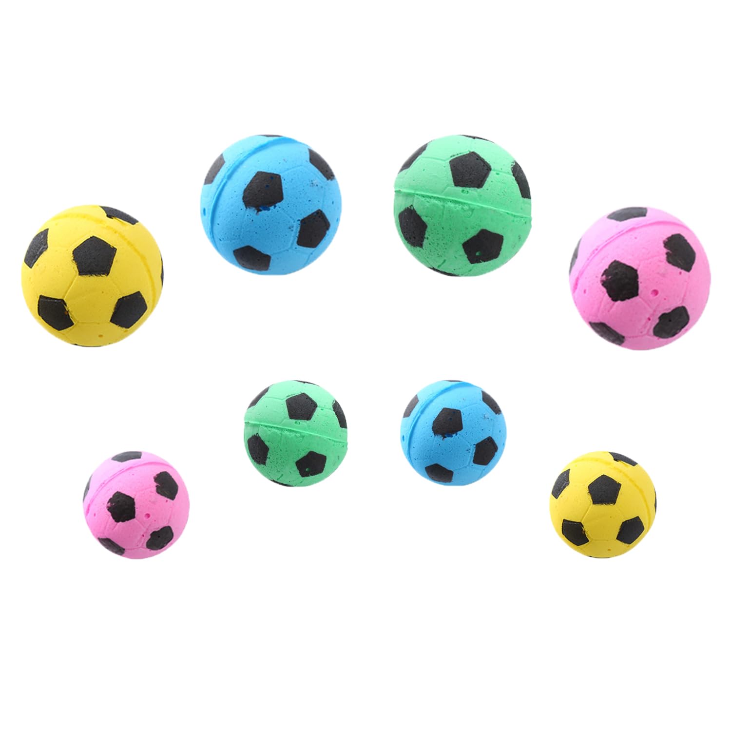 MEISH Sponge Cat Balls Toy Soft Foam Soccer Toy Balls Cat Play Interactive Ball Toy Colorful Pet Chew Toys for Dogs Puppy Cats (8)