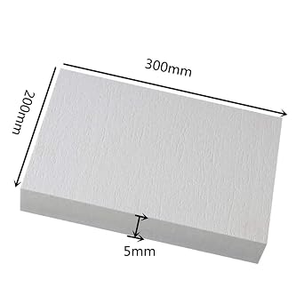 Ceramic Fibre Board, Ceramic Fibre Insulation Board for Steel/Ceramic/Glass/Oven, Width 200 mm, Length 300 mm, Thickness (5mm)