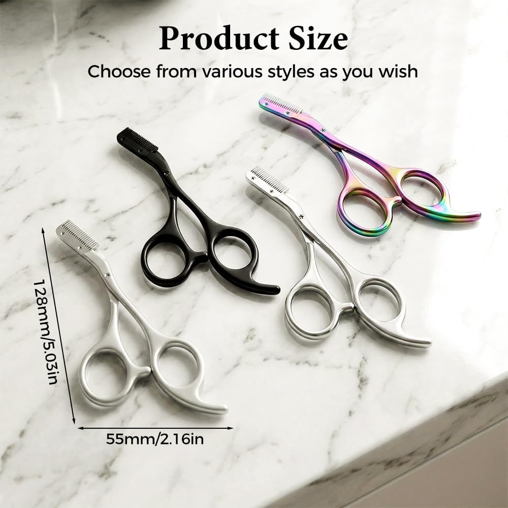 2026 Precision Eyebrow Trimmer Scissors with Comb - Stainless Steel Hair Removal Tool for Women & Men, Ideal for Makeup, Gifts