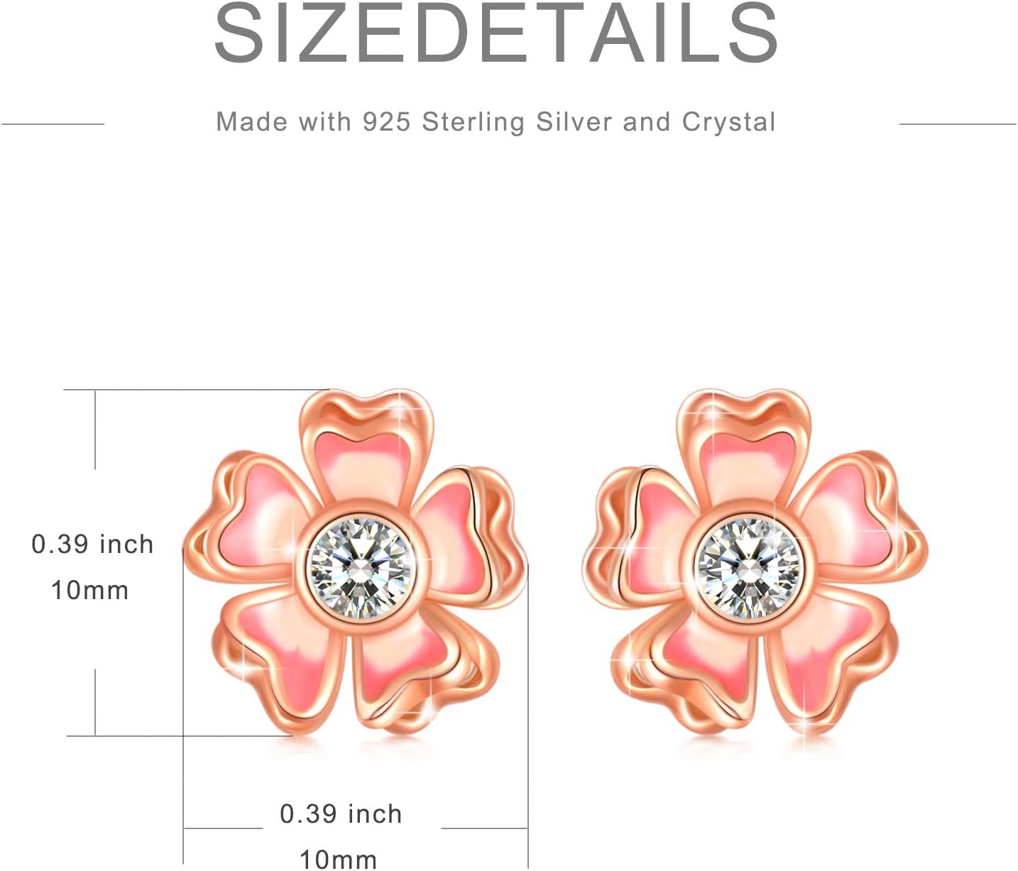 AOBOCO Sterling Silver Flower Series Stud Earrings with Crystals, Birthday Christmas Jewelry Gift for Her