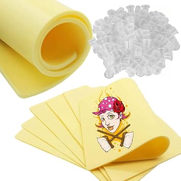 Tattoo Practice Skins - 10pcs 3mm Fake Skins + 100 Ink Cups-7.8x5.9 Inch Double Sided Tattoo Practice Fake Skins - Great for Beginners Tattoo Practice Thick Tattoo Skins