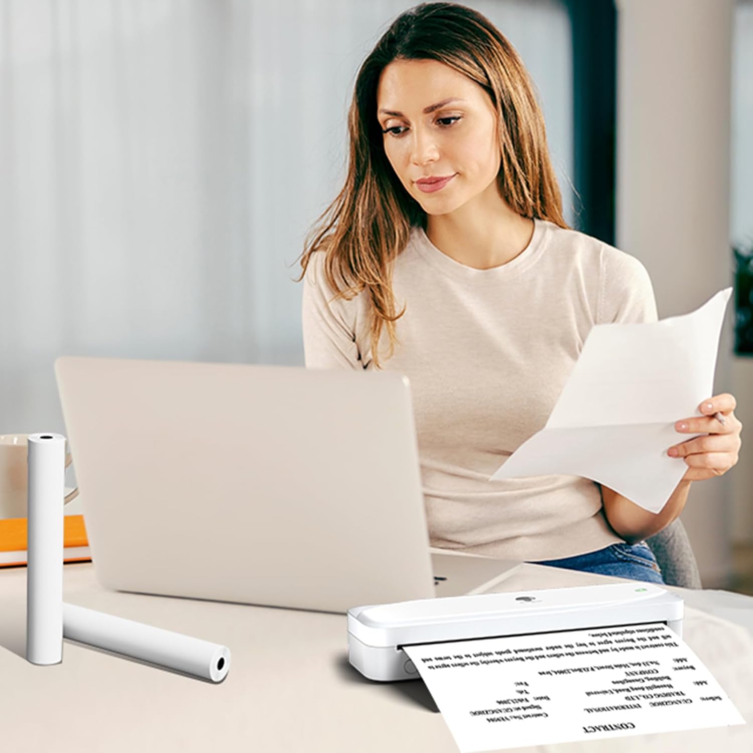 Phomemo A4 Thermal Paper, Quick-dry Continuous Thermal Printing Paper, Compatible with M832/M833/M834 M835 M836 MT810, 8.27