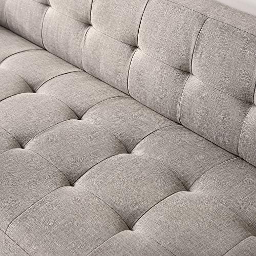 ZINUS Pascal Loveseat Sofa | Mid-Century | Tool-Free, Easy Assembly | Tufted Cushions | Tuxedo Arm | Tapered Legs | Sofa-in-a-Box | Oatmeal, 2-seater