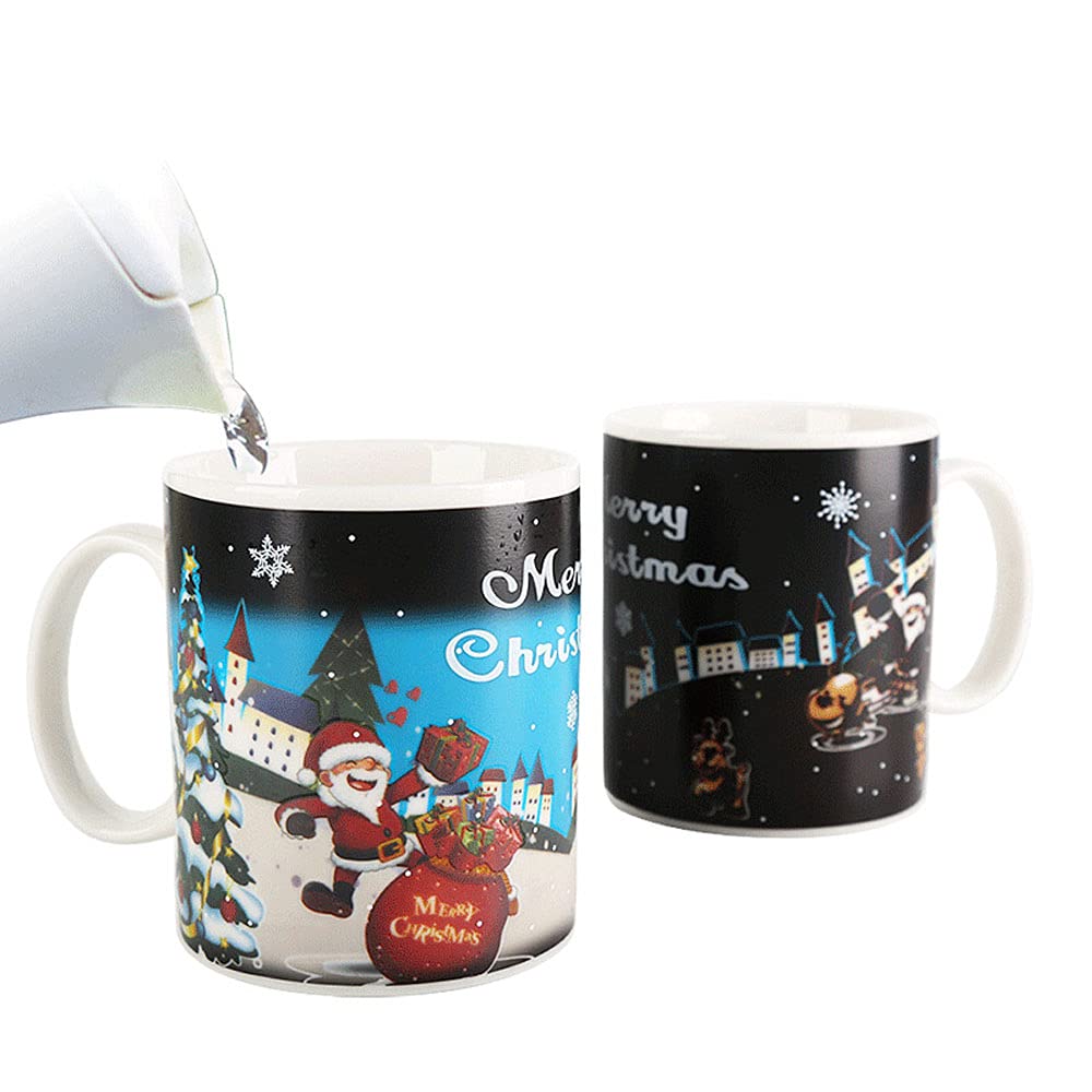 qqqqqq Christmas Color Changing Mugs Ceramic Heat Sensitive Mugs Discoloration Cup Water Coffee Cups Magic Cute Art Personalized Gifts(10oz)